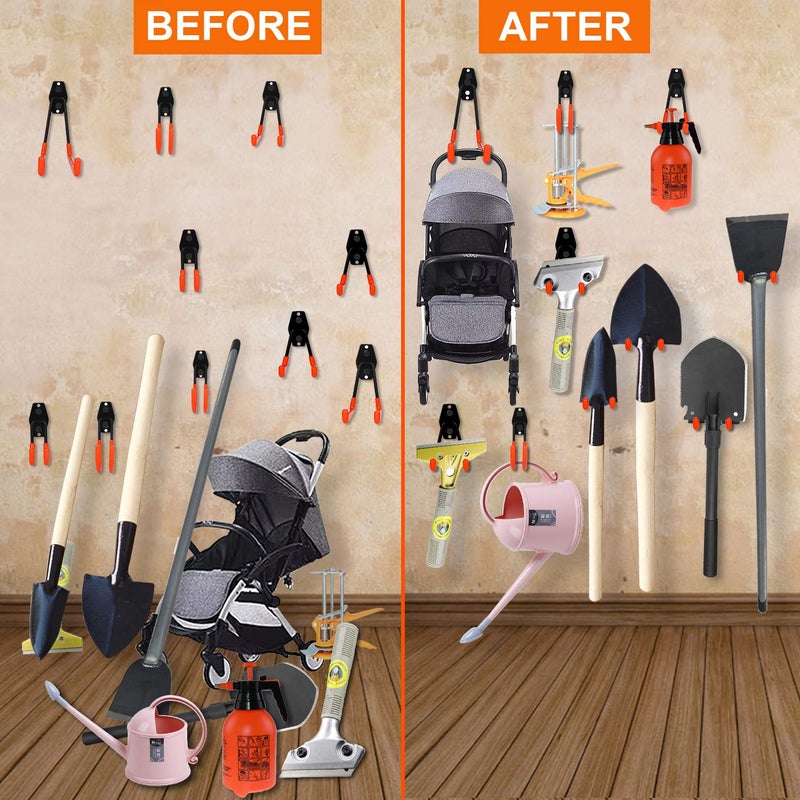 Dirza Garage Hooks 10 Pack Steel Garage Storage Utility Double Hooks, Heavy Duty Wall Mount Tool Hangers Organizers for Organizing Ladder, Power Tool,Bulk Items, Shovel, Ropes - Image 5